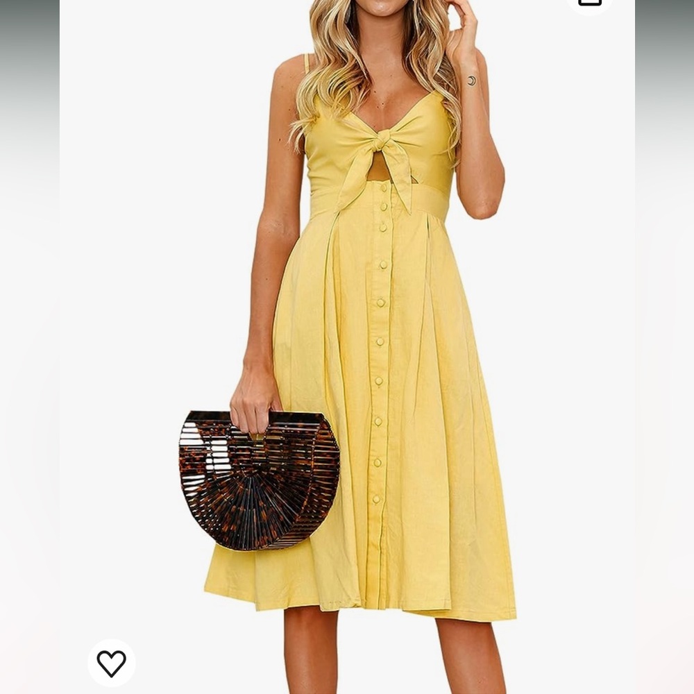 NWT Summer Tie Front V-Neck A-Line Backless Swing Midi Dress Size Large